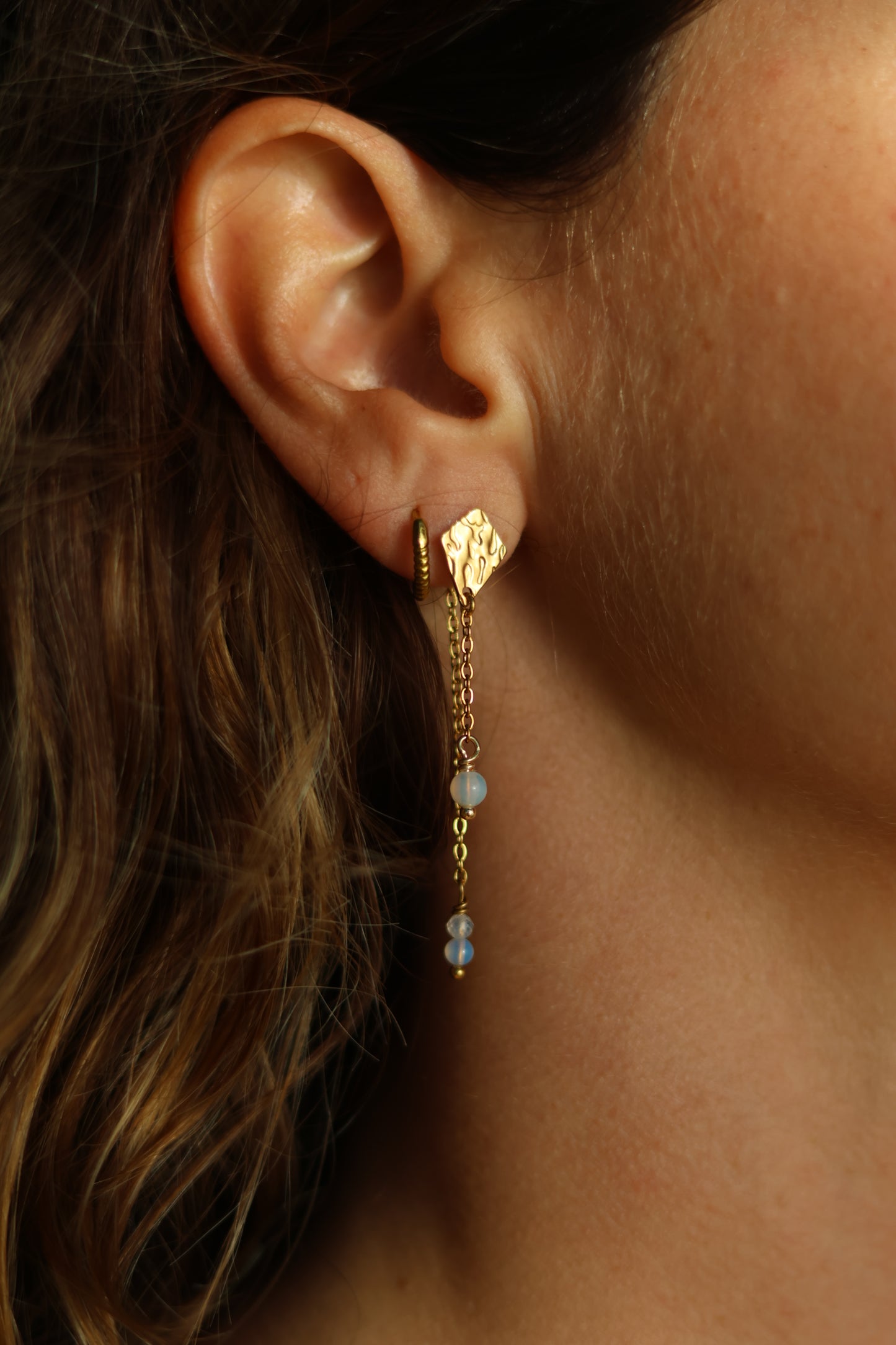 Stud Earrings - Triangle and Opalite