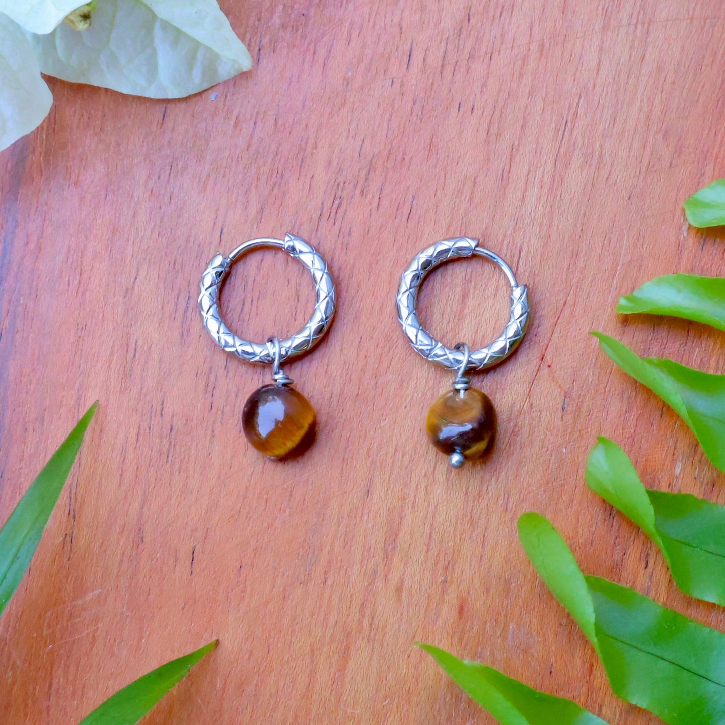 Tigers Eye Earrings - Silver