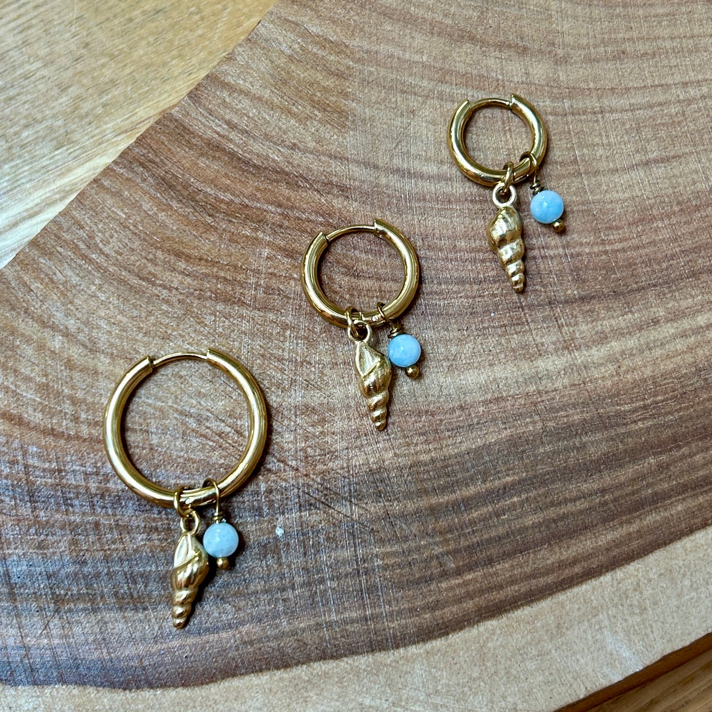 Screw Shell Earrings - Aquamarine