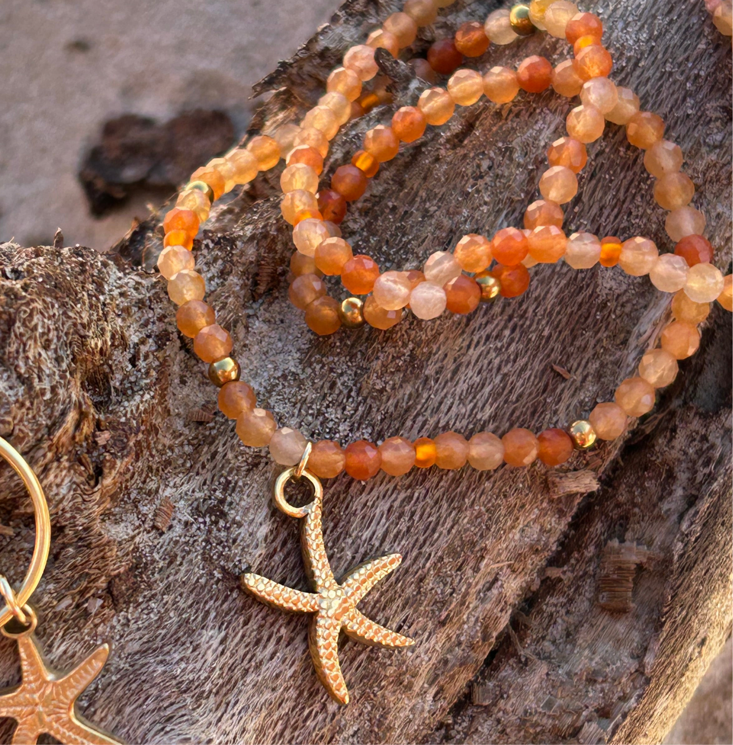 Gemstone Choker – Red Aventurine & Starfish