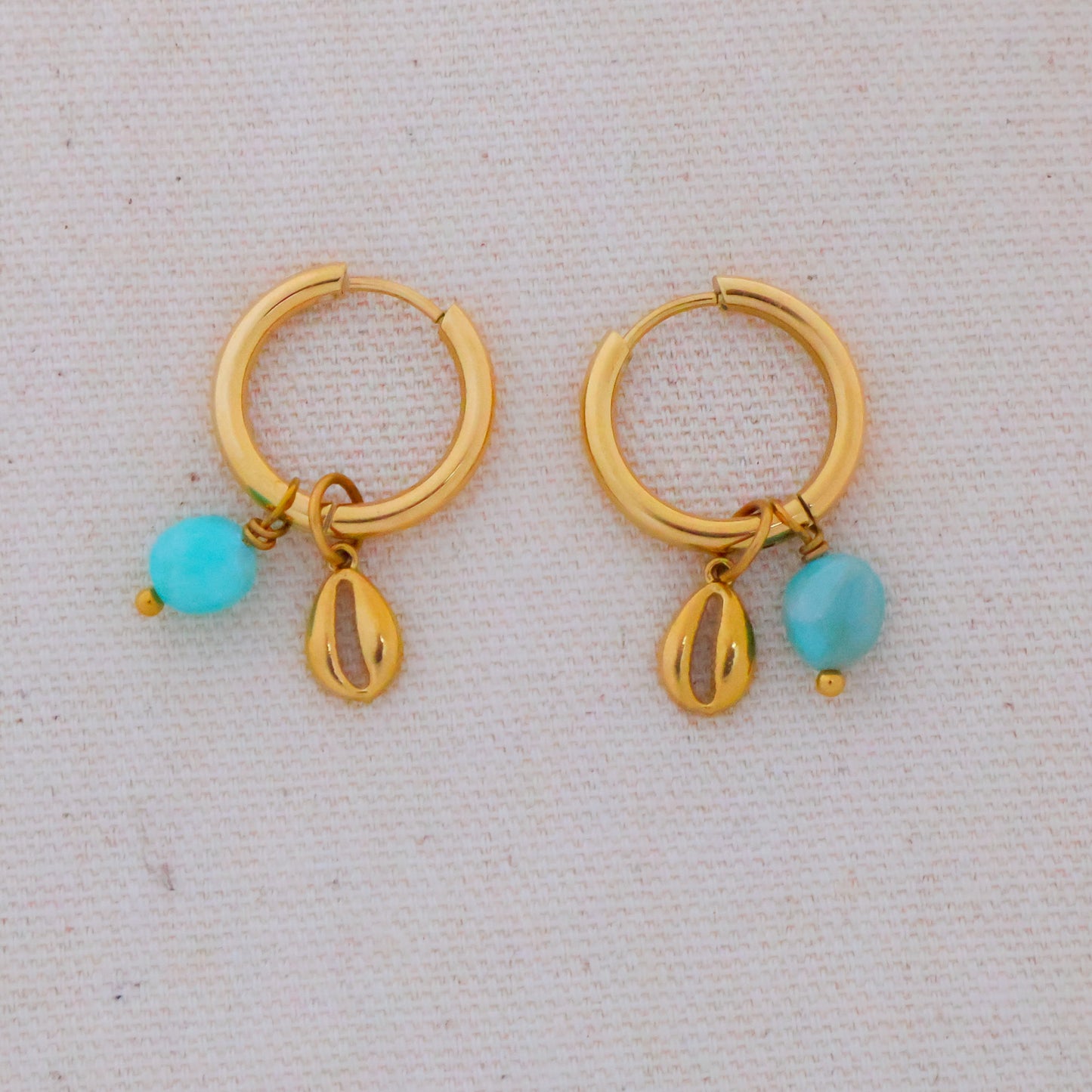 Earrings Aquamarine and Shell