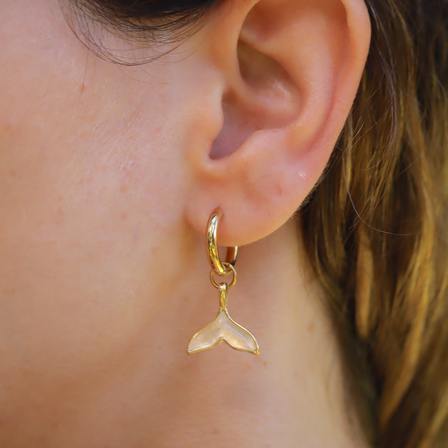 Whale Tale Earrings - Moonstone