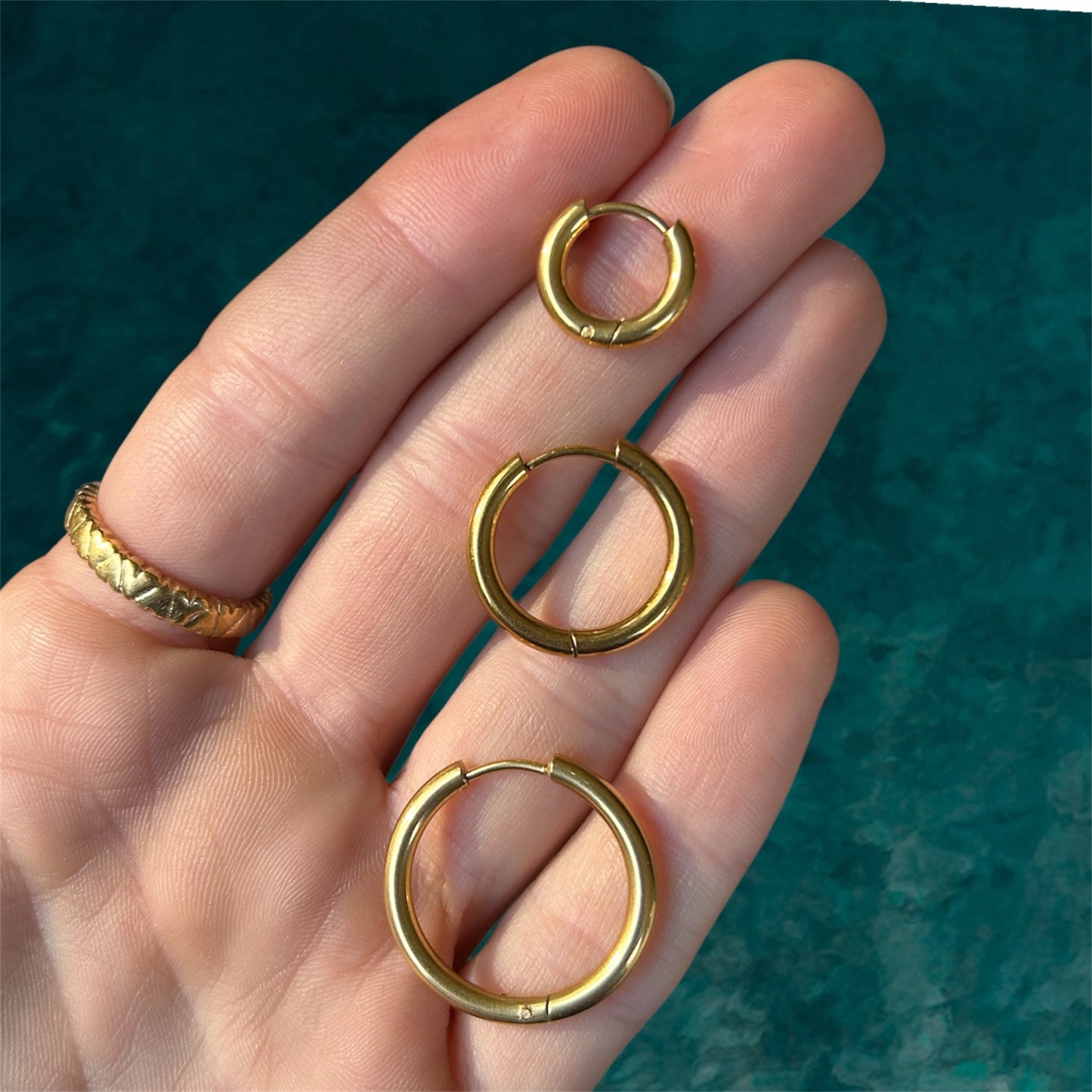 Set of 3 Waterproof Stainless steel Gold plated Earrings by Osealina Jewellery