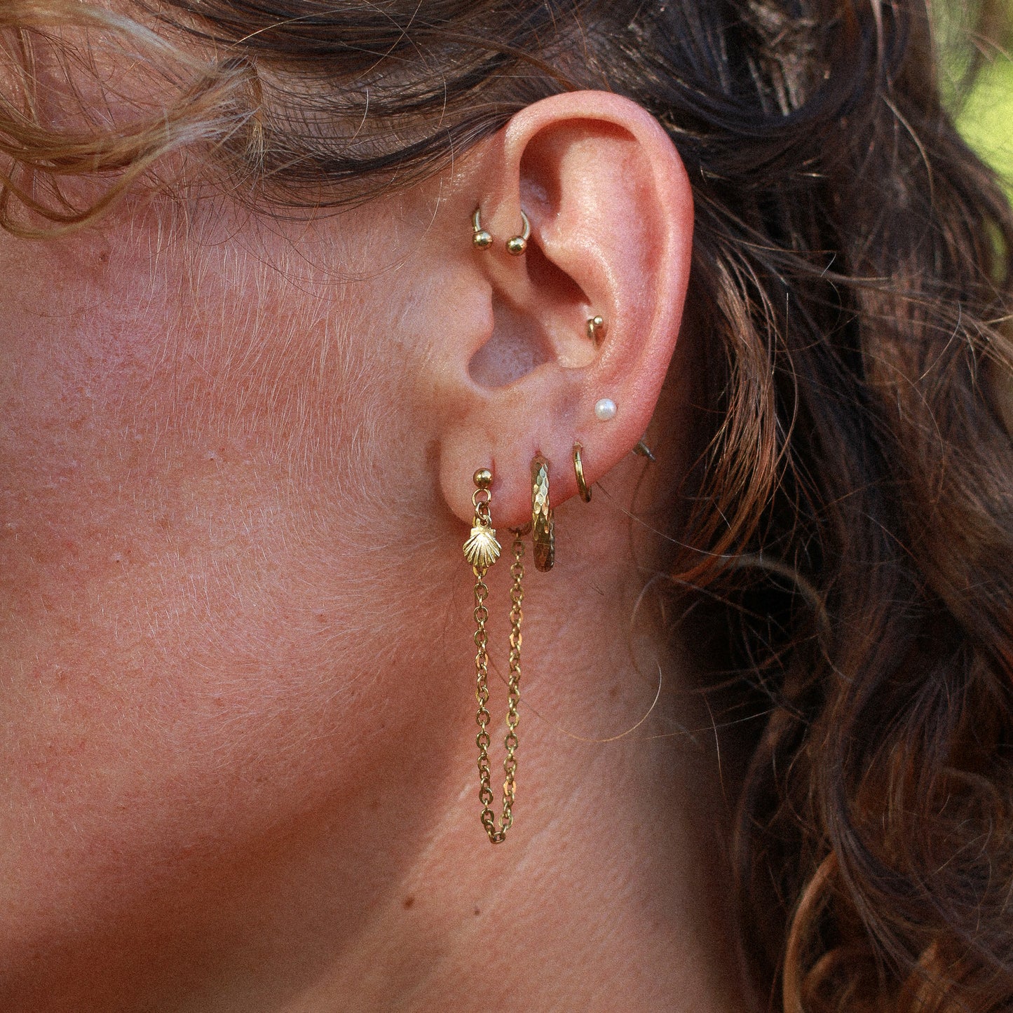 Stud Earrings - Shell Chain - Osealina Jewellery