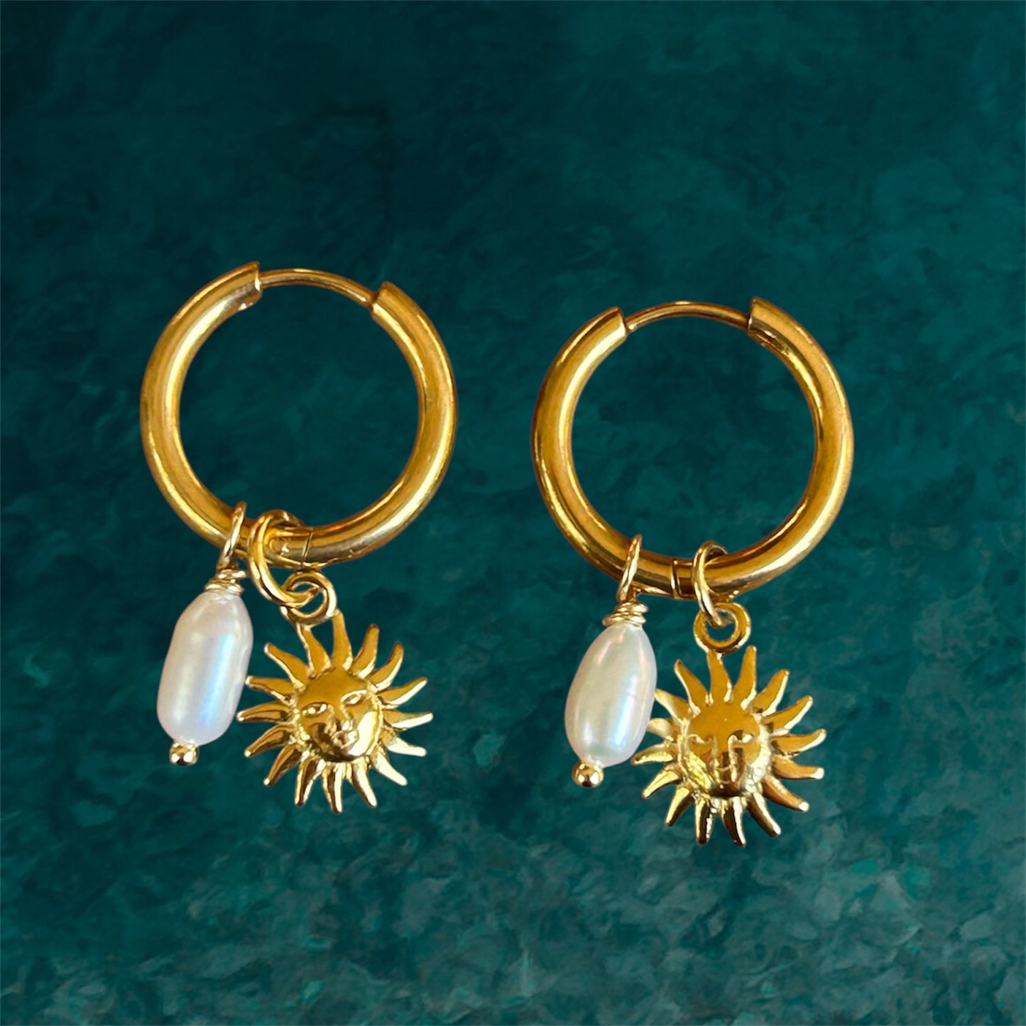 Waterproof Big Earrings 14mm Sun Charm by Osealina Jewellery