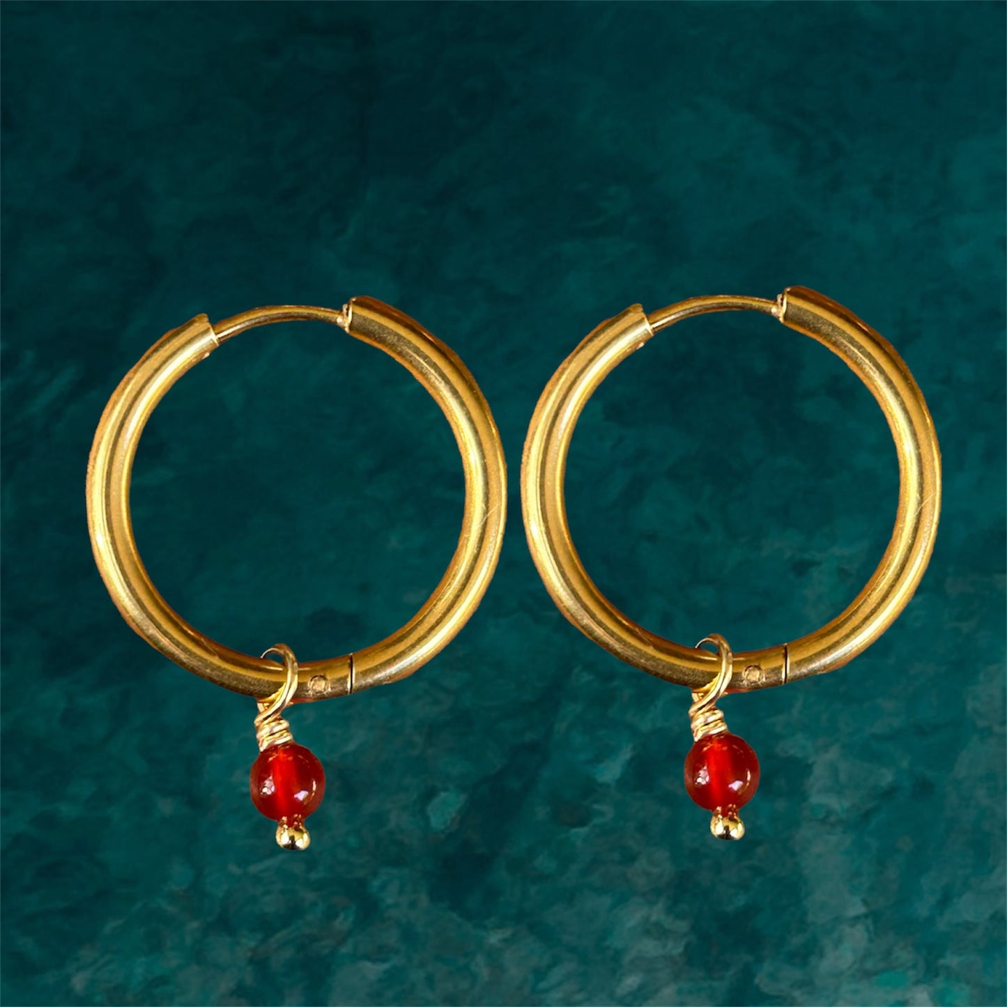Waterproof Big Earrings Carnelian by Osealina Jewellery
