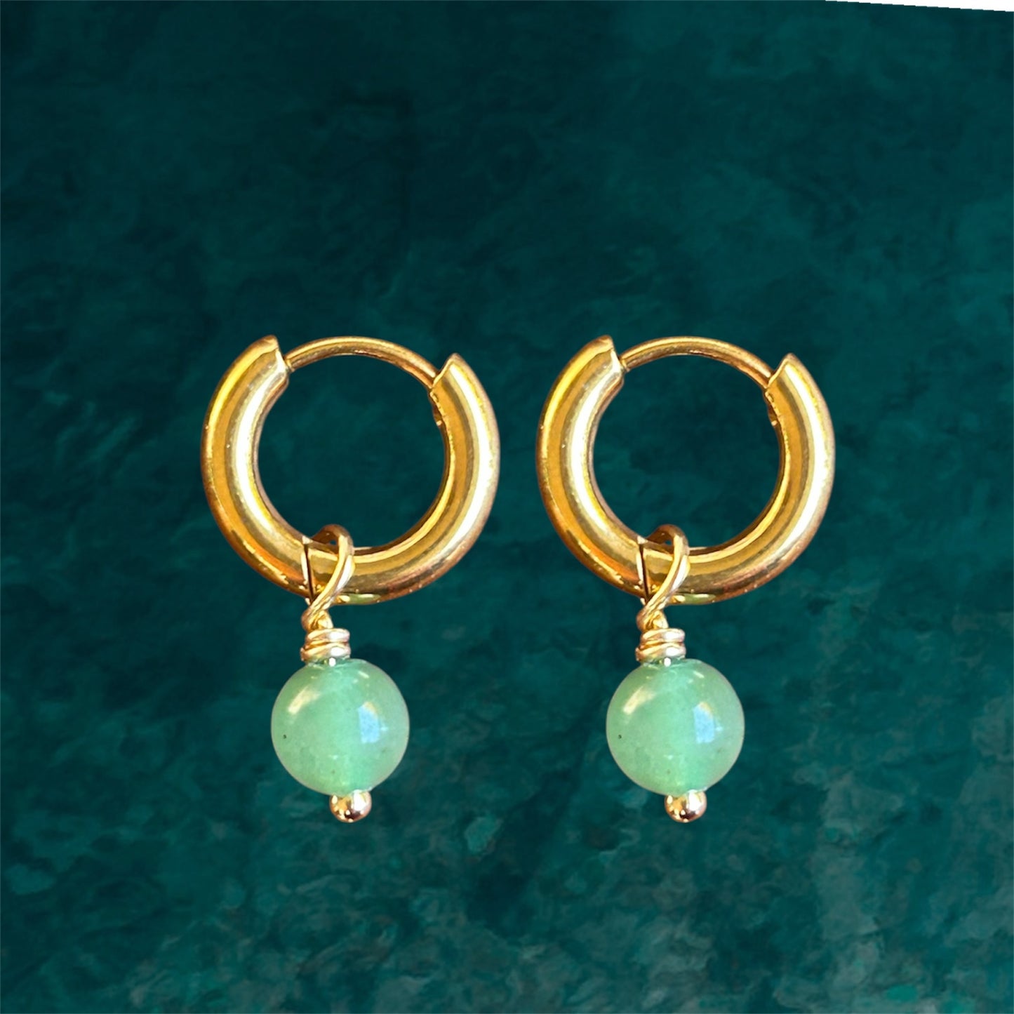 Waterproof Earrings Aventurine Pearl by Osealina Jewellery