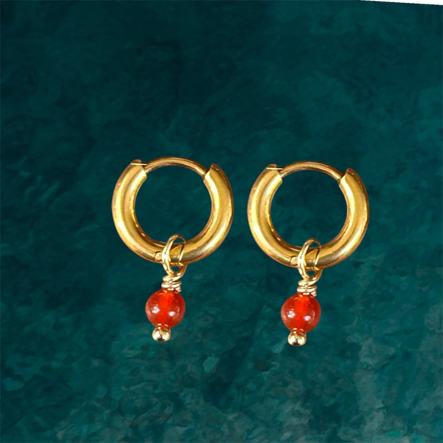 Waterproof Earrings Carnelian Pearl by Osealina Jewellery