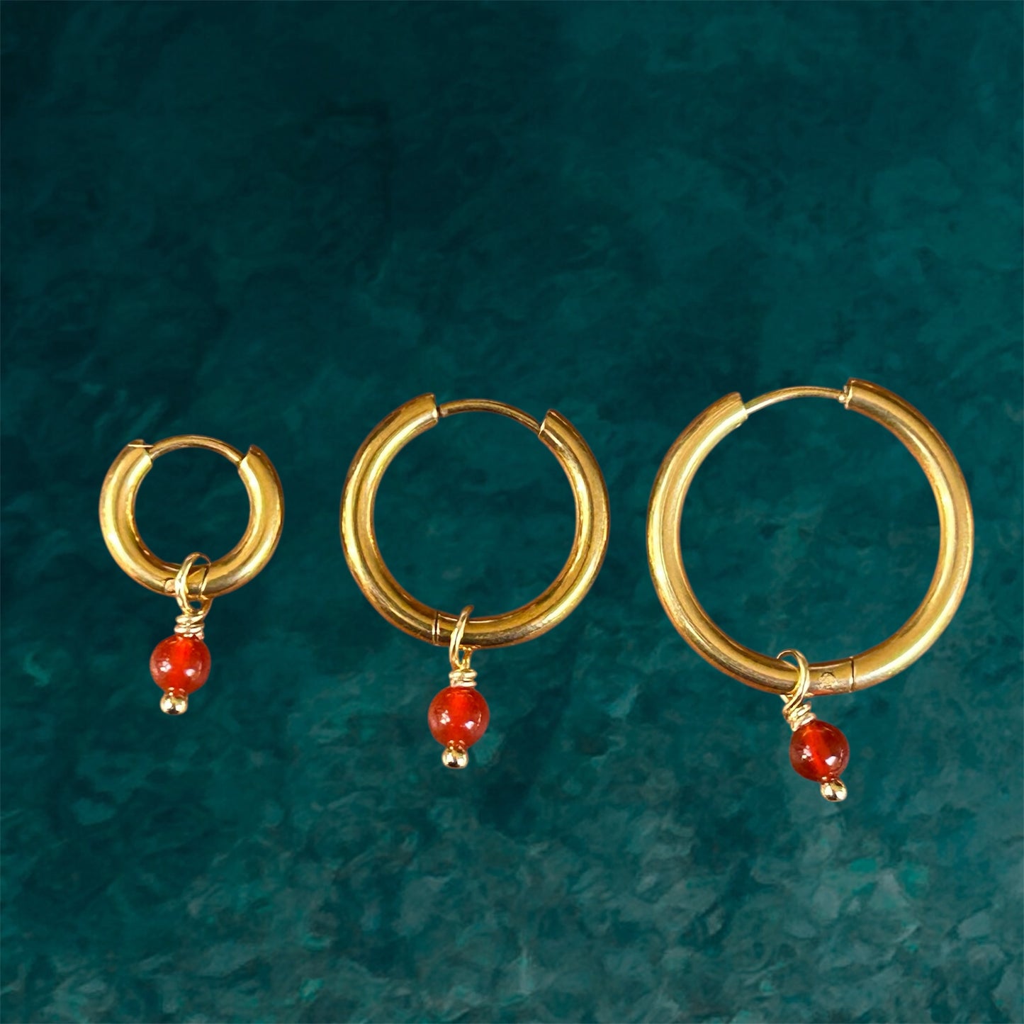 Waterproof Stainless steel Gold plated Earrings Carnelian