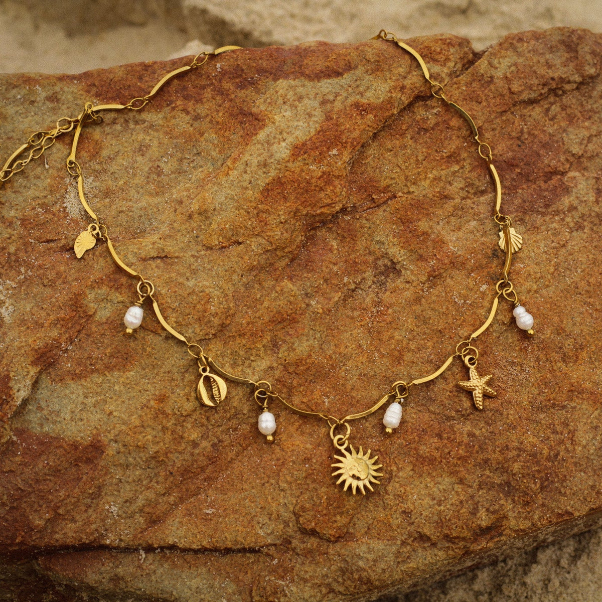 marea pearl multicharm necklace