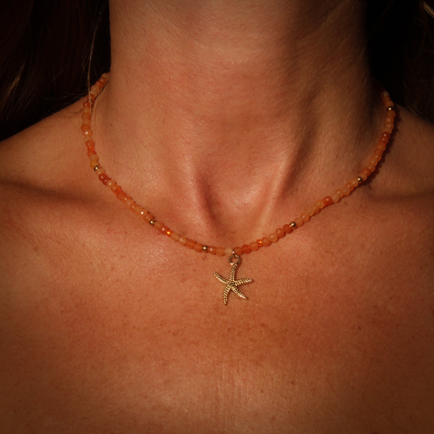 Gemstone Choker – Red Aventurine & Starfish