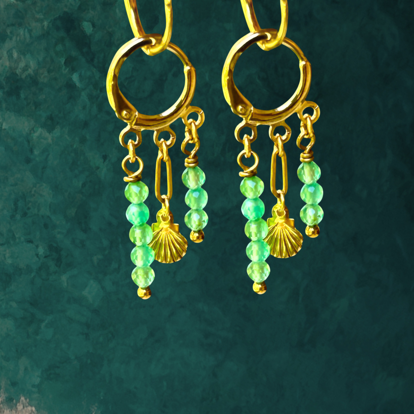 Dangly Earrings - Green Aventurine Gemstone