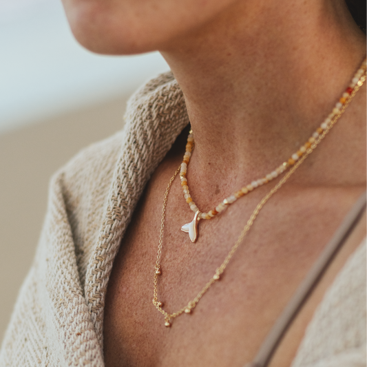 Gemstone Choker – Yellow Aventurine and Whale Tale