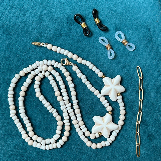 Osealina Sunglass- & Bellychain - White Starfish Beads