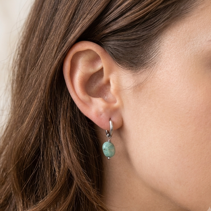 Amazonite Earrings Silver