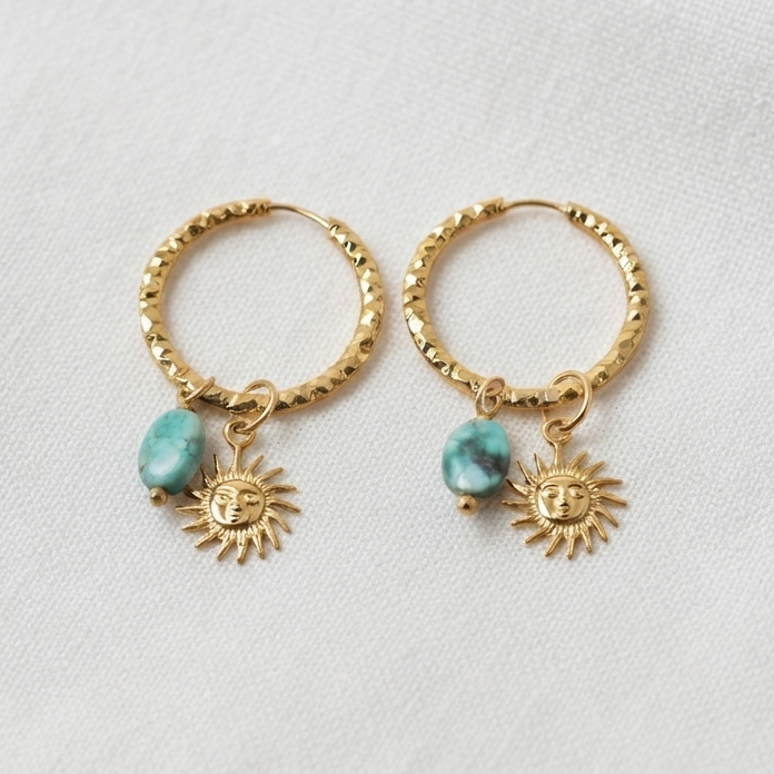 Big Sun Earrings Turquoise