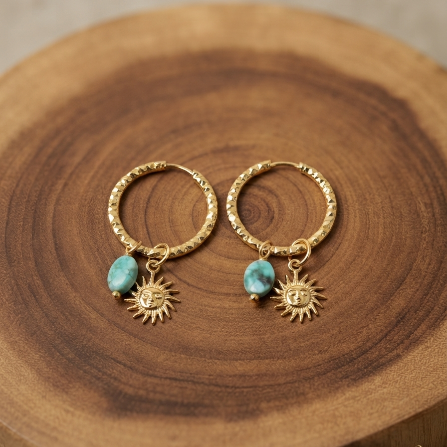 Big Sun Earrings Turquoise