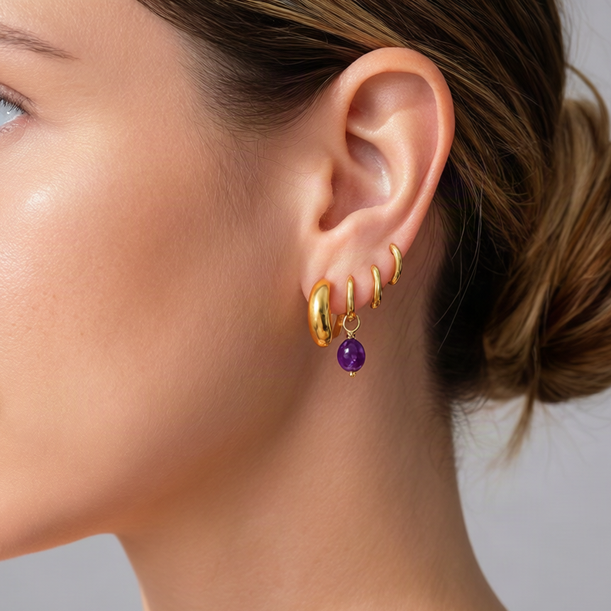 Bold Mini Earrings nd amethyst