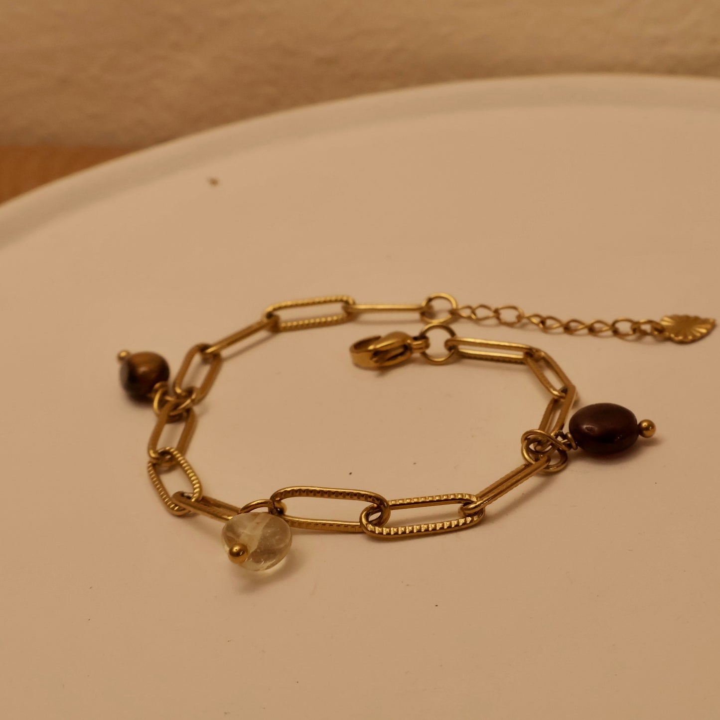 Bracelet Gold with Gemstones Tigerseye Garnet Citrine