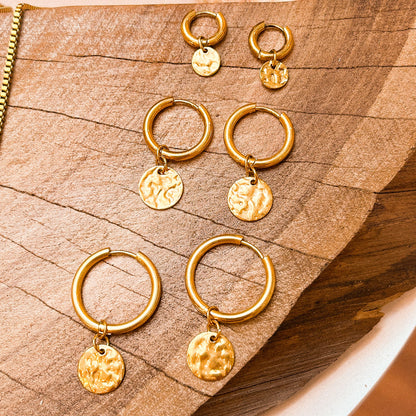 Hammered Coin Earrings - Osealina Jewellery