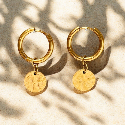 Hammered Coin Earrings - Osealina Jewellery