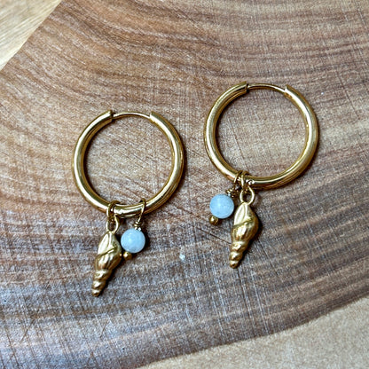 Screw Shell Earrings - Aquamarine
