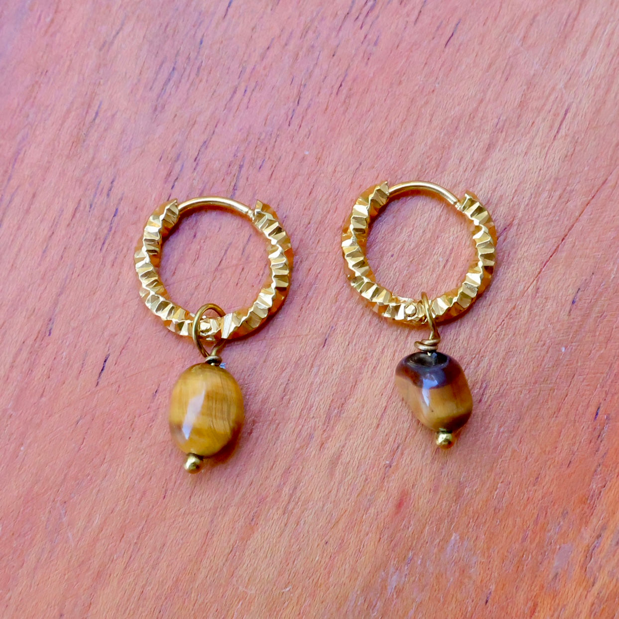 Tigers Eye Earrings - Gold