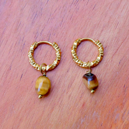 Tigers Eye Earrings - Gold