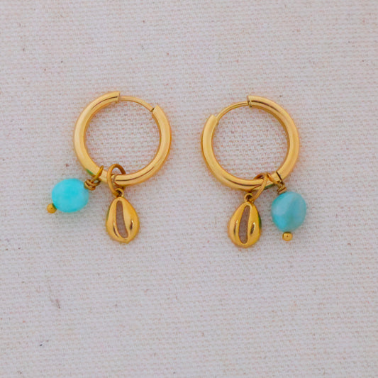 Earrings Aquamarine and Shell