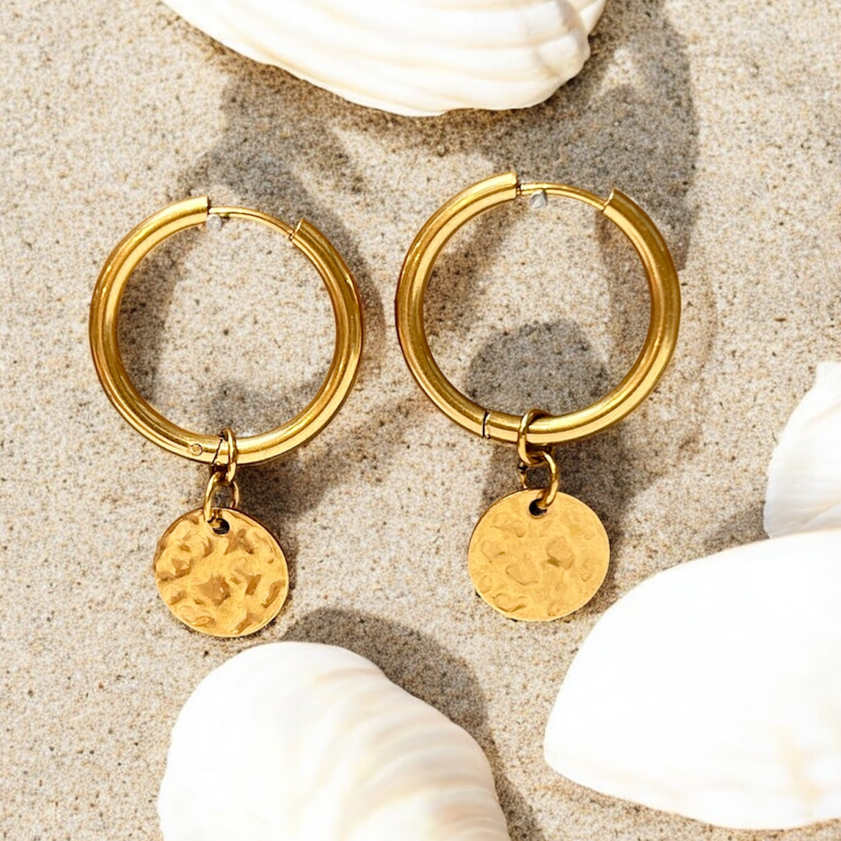 Hammered Coin Earrings - Osealina Jewellery