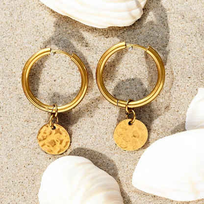 Hammered Coin Earrings - Osealina Jewellery