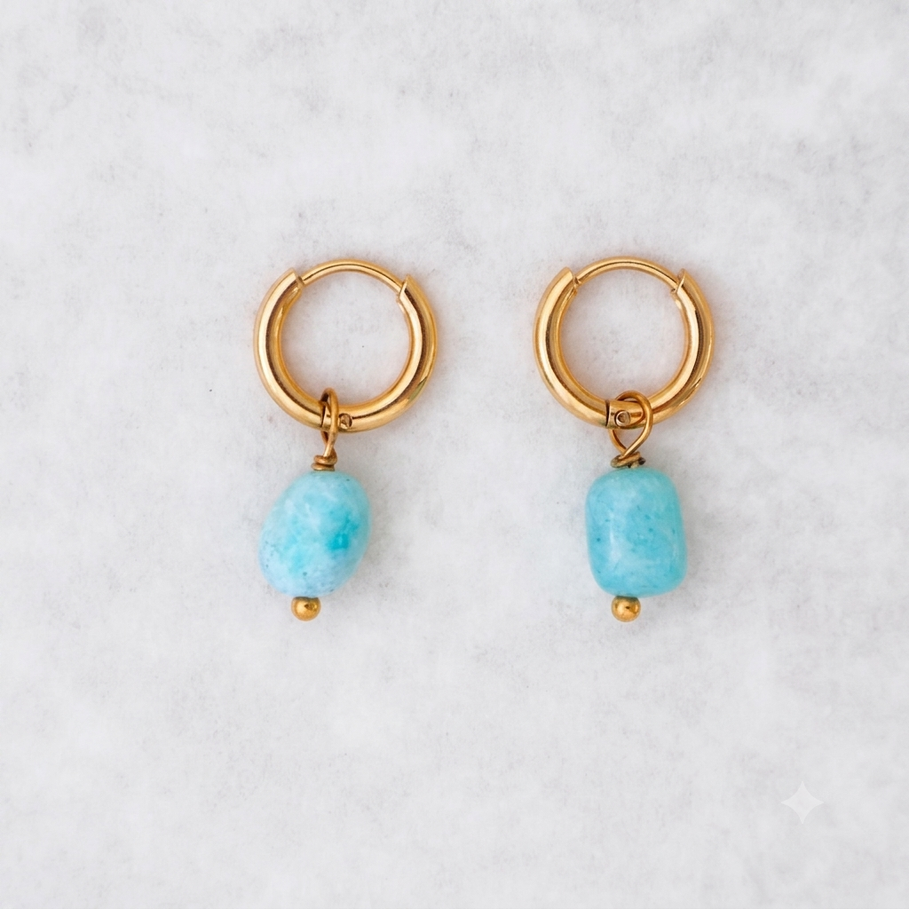 Amazonite Earrings - Gold