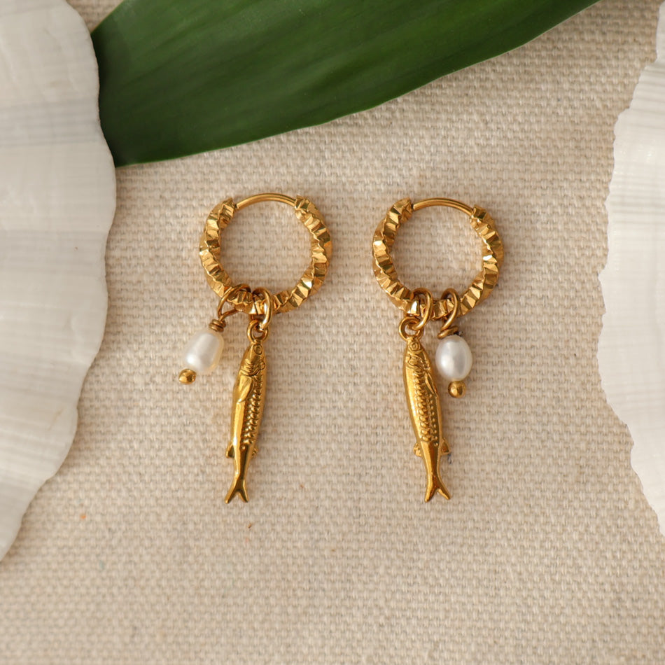 Fish Earrings - Pearl
