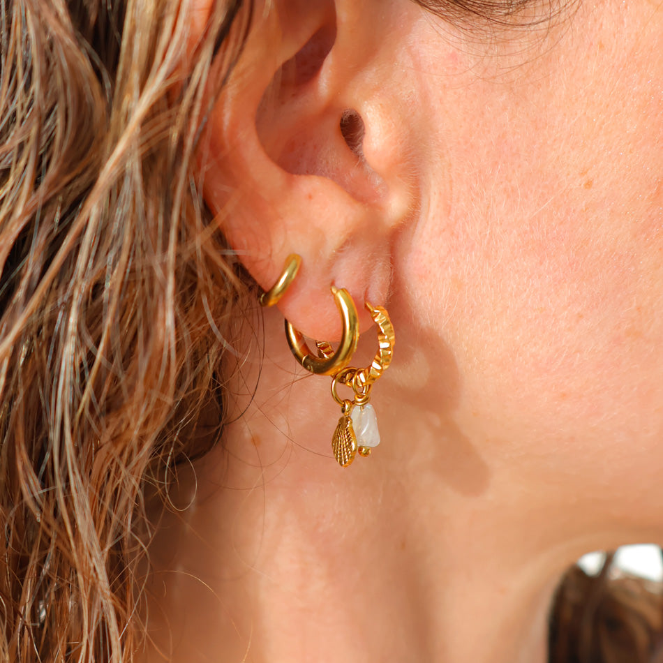 Mix Match Earrings - Shell & Aquamarine