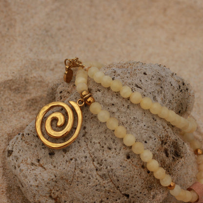 Honey Jade Spiral Necklace