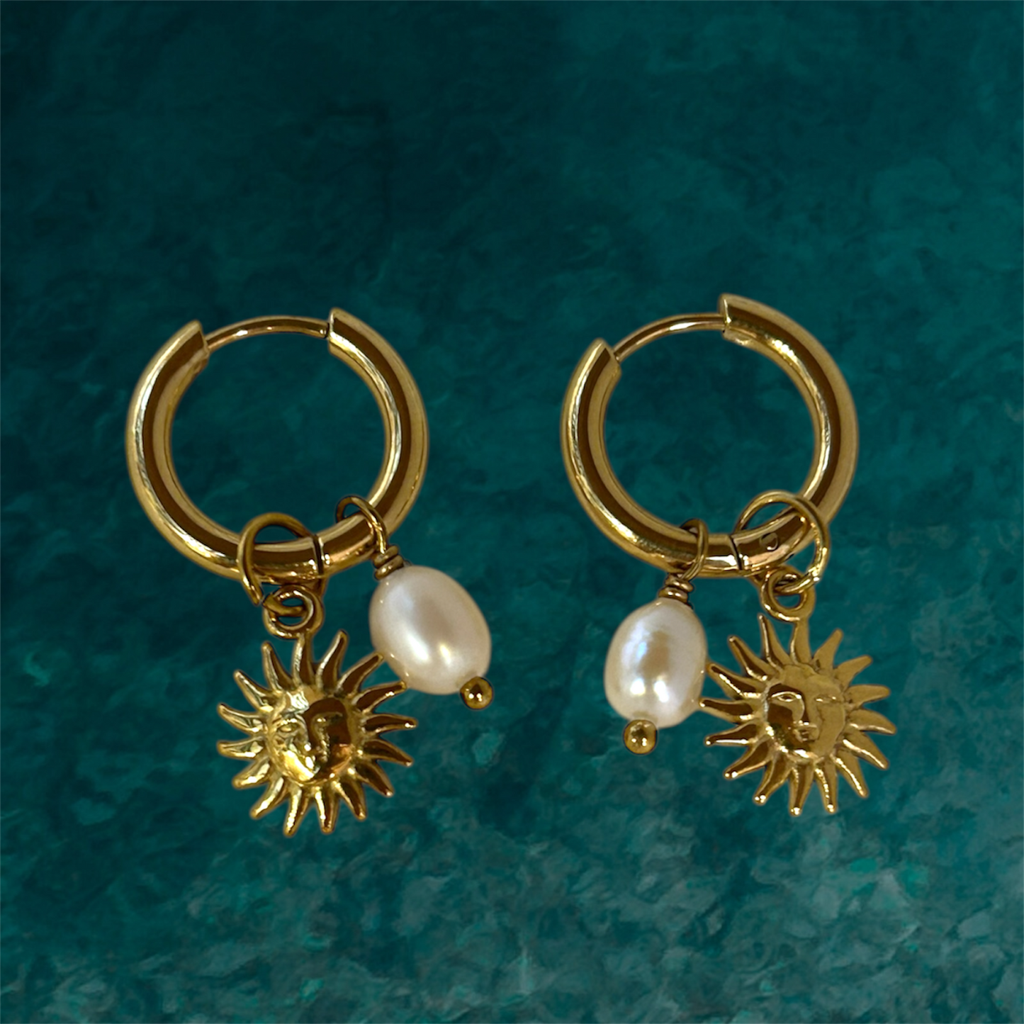 4 in 1  Earrings - Sun & Natural Pearl
