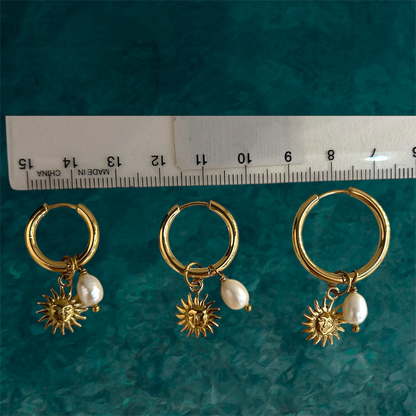 4 in 1  Earrings - Sun & Natural Pearl