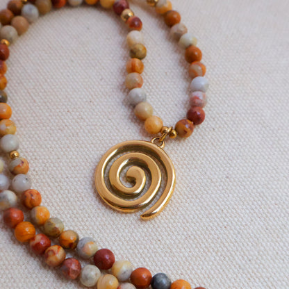 Spiral Necklace - Crazy Lace Agate
