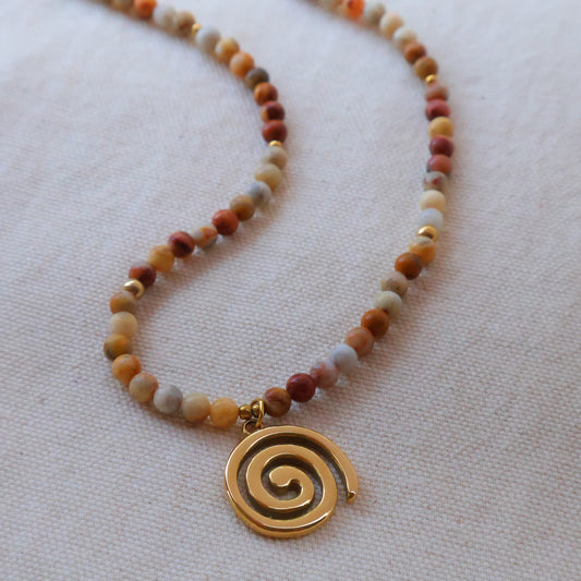 Spiral Necklace - Crazy Lace Agate