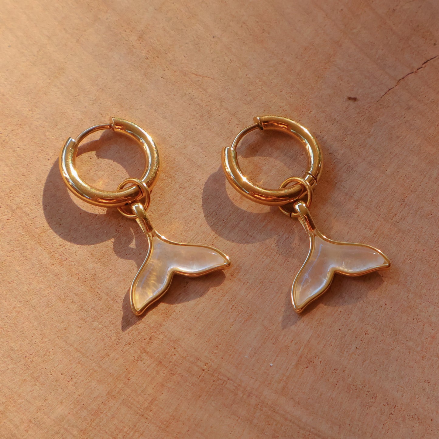 Whale Tale Earrings - Moonstone