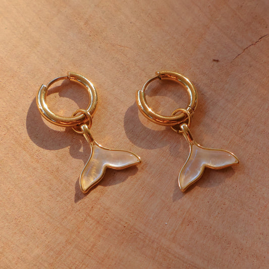 Whale Tale Earrings - Moonstone