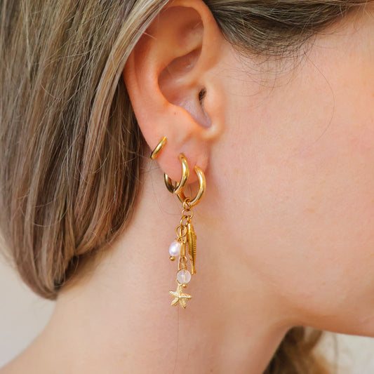Fish Dangly Earrings - Moonstone & Pearl
