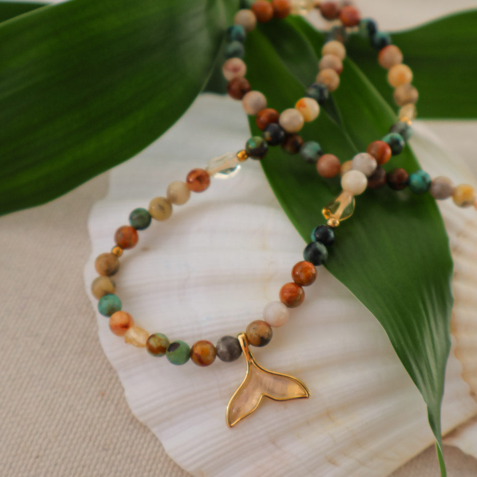 Whale Tale Necklace - Jungle Gold