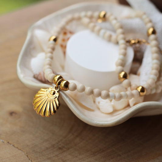 The Shell Charm Choker - White Yvory Jade
