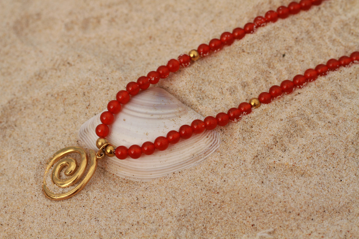 Spiral Necklace - Red Carnelian