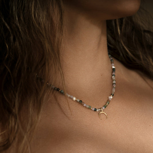 Moon Necklace indian agate