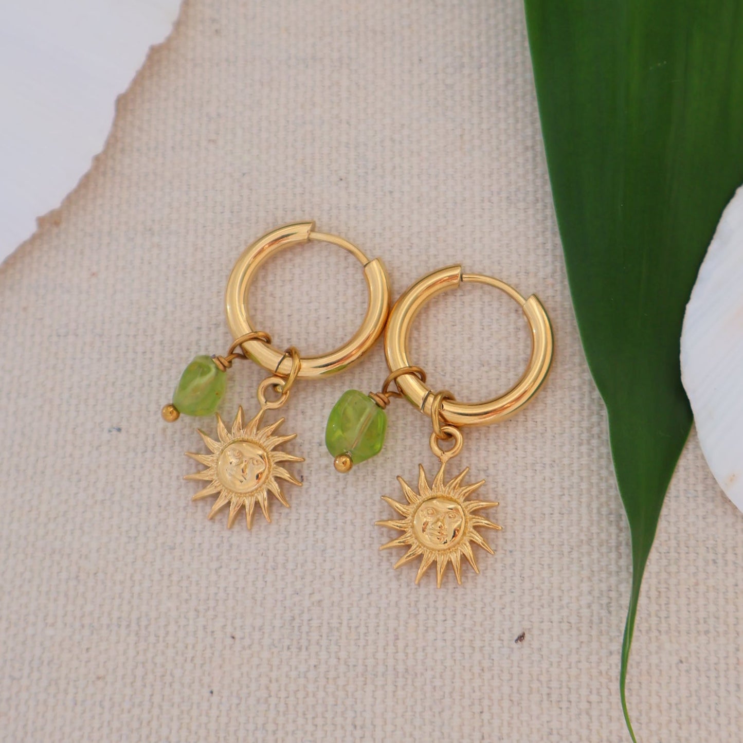 Peridot sun earrings