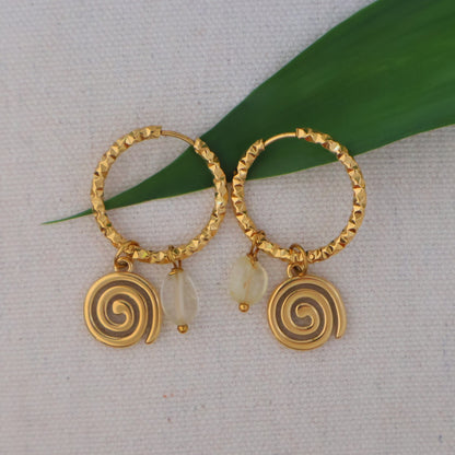 Gold Earrings with Spirals