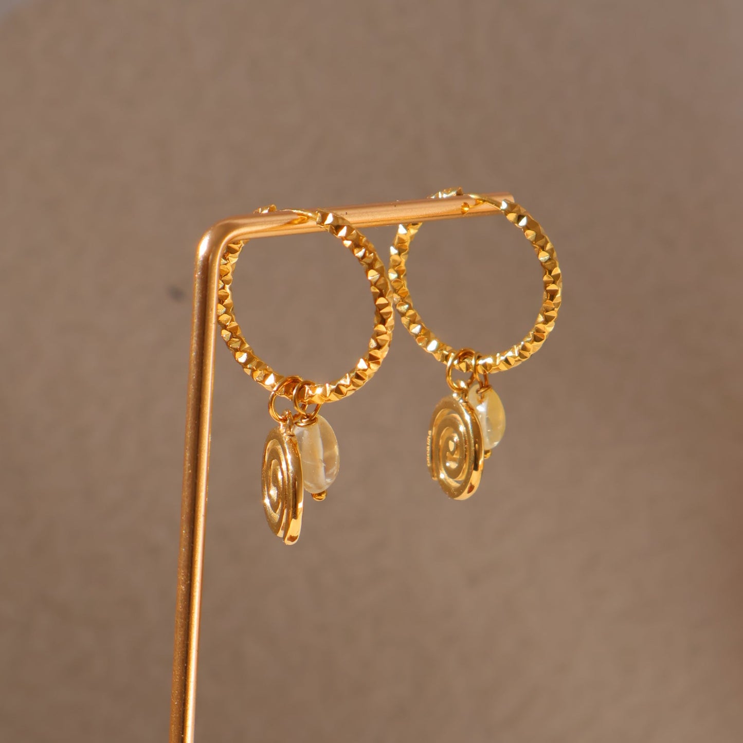 Earrings - Spiral and Citrine