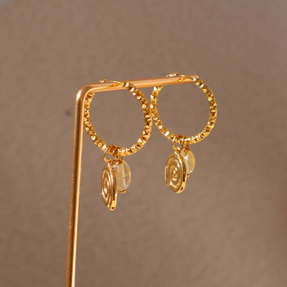 Earrings - Spiral and Citrine